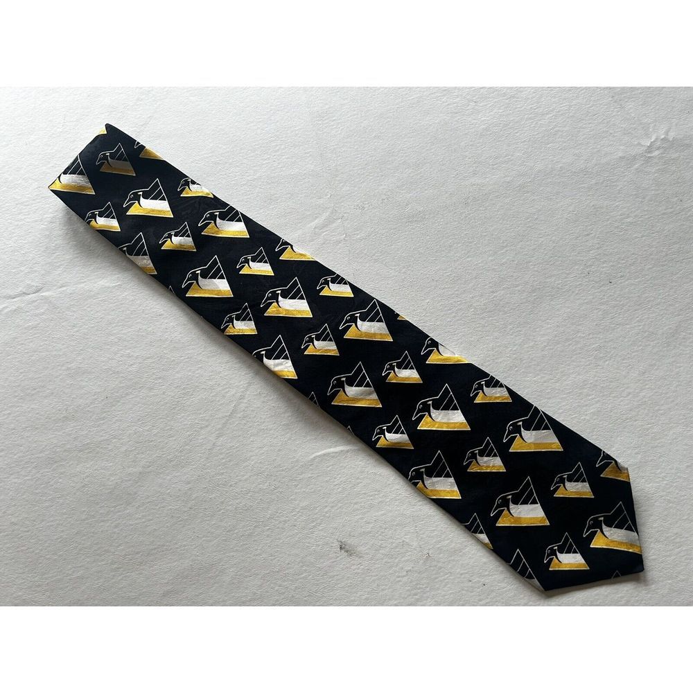 Vintage Pittsburgh Penguins Logo Ralph Marlin & Co. NHL‎ Men's Silk Tie